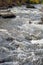 Rapids small river, strong current water flowing among stones, beautiful nature