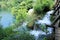 Rapids and a wooden bridge near the Skradinski buck waterfall  in N.P Krka, Croatia