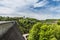 Rappbodetalsperre and the almost 500 m long suspension bridge in the German Harz mountains