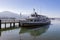 Rapperswil jona, sankt gallen, switzerland - february 20, 2021: at the pier, sÃ¤ntis ship, landing stage, people waiting to get