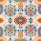 Rapport of artistic arabic ornaments rosettes or flowers mandalas in white background. Generative AI