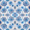 Rapport seamless of blue flowers with relief for pattern in white background. Generative AI. Pattern mirrored repeat duplicates