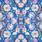 Rapport seamless of lotus water lily flower for tapestry pattern. Generative AI. Pattern mirrored repeat duplicates background