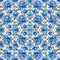 Rapport seamless of magnolias with blue petals for pattern. Generative AI. Pattern mirrored repeat duplicates background