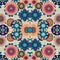 Rapport seamless of mosaic of flowers multicolor tapestry pattern. Generative AI. Pattern mirrored repeat duplicates background