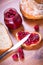 Rapsberry jam with slice of bread