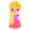 Rapunzel. Cute fairy tale character in kawaii style.