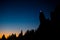 Rarau Mountain at blue hour with new moon , Pietrele Doamnei peek