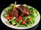 Rare fried rack of lamb isolated on black