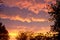 Rare Mammatus Clouds reflect brilliant orange after a Storm in the Midwest during Summer.