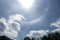 Rare phenomenon of a reversed rainbow on sky with few clouds