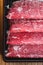 Rare slices authentic A5 Grade Japanese Wagyu beef with high-marbled texture for Shabu