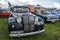 Rare vintage car model Opel Admiral of black color at an exhibition of unique retro cars