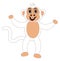 Rare white monkey and smiling and standing with brown eyes - vector