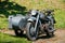 Rarity Three-Wheeled Motorcycle With Sidecar Of German Forces Of World War 2 Time Standing