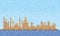 Ras al-Khaimah city skyline, pixel art background