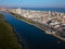 Ras al Khaimah corniche with mangroves aerial view