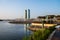 Ras al Khaimah, United Arab Emirates - January 24, 2021: Ras al Khaimah city view from the walking area in Mannar mall by the