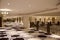 RAS AL KHAIMAH, UNITED ARAB EMIRATES - JUN 13, 2019: Spacious carpeted corridors in an opulent luxury hotel in the