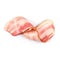 Rasher or smoked sliced bacon ready for cooking. Two pieces of pork belly isolated on a white background, close-up