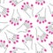 Raspberries on all fingers hand seamless pattern. Cute funny girlish illustration with raspberries nails.