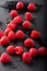 Raspberries on Black Slate