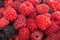 Raspberries and blackberries close up