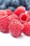Raspberries and blueberries, close-up, isolated