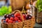 Raspberries ,cherries and blueberries in the basket