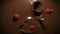 Raspberries fall into the chocolate mass