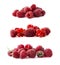 Raspberries and red currants  on white background. Red berries closeup. Juicy and delicious raspberries.