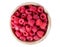 Raspberries in a wooden bowl