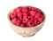 Raspberries in a wooden bowl