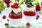 Raspberry and blueberry parfait