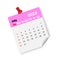 Raspberry calendar july 2023 with pin. Calendar reminder 2023. Business plan schedule. Vector illustration. stock image.