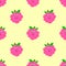 Raspberry cartoon seamless pattern smiling, funny