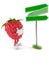 Raspberry character with blank signpost