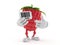 Raspberry character holding barcode