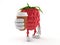 Raspberry character holding coffee cup