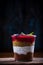 Raspberry and chia dessert layered in jar
