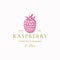 Raspberry Confectionery Bar Abstract Vector Sign, Symbol or Logo Template. Hand Drawn Raspberry Sketch Sillhouette with