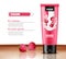 Raspberry cosmetics bottle Vector realistic. Hand cream container mock up. Product packaging design 3d illustrations