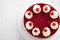 Raspberry cream mousse cake no baked cheesecake on white background. Copy space.