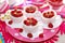 Raspberry cupcakes in tea cup shape molds