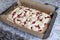 Raspberry curd pie recipe step by step. Spreading the dough on top of the raspberry filling