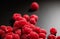 Raspberry fresh berries closeup, ripe fresh organic Raspberries over black background, macro shot