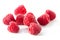 Raspberry group close-up on white background