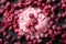 Raspberry Ice Cream in Bowl, Overhead Shot, Close-up View