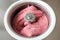 Raspberry Ice Cream Churning in Ice Cream Machine