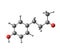 Raspberry ketone molecule isolated on white